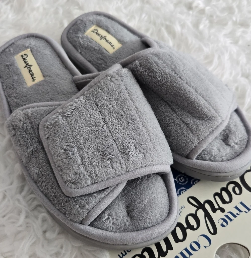 Dearfoams Women's Mickey Terry Adjustable Slide House Slipper. colorsleet. - Picture 4 of 7
